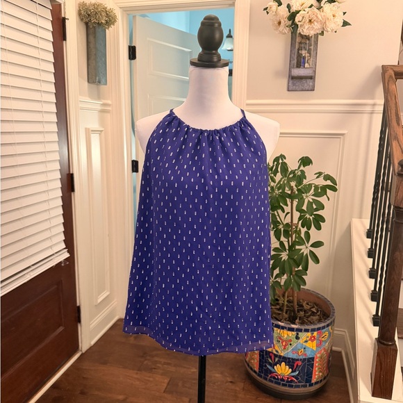 Lilly Pulitzer NWOT Dark Purple Metallic Embellished Halter Top - Picture 2 of 7
